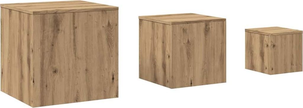 vidaXL Bočné stolíky 3 ks. Remeselnícky materiál na báze Obrázok produktu 