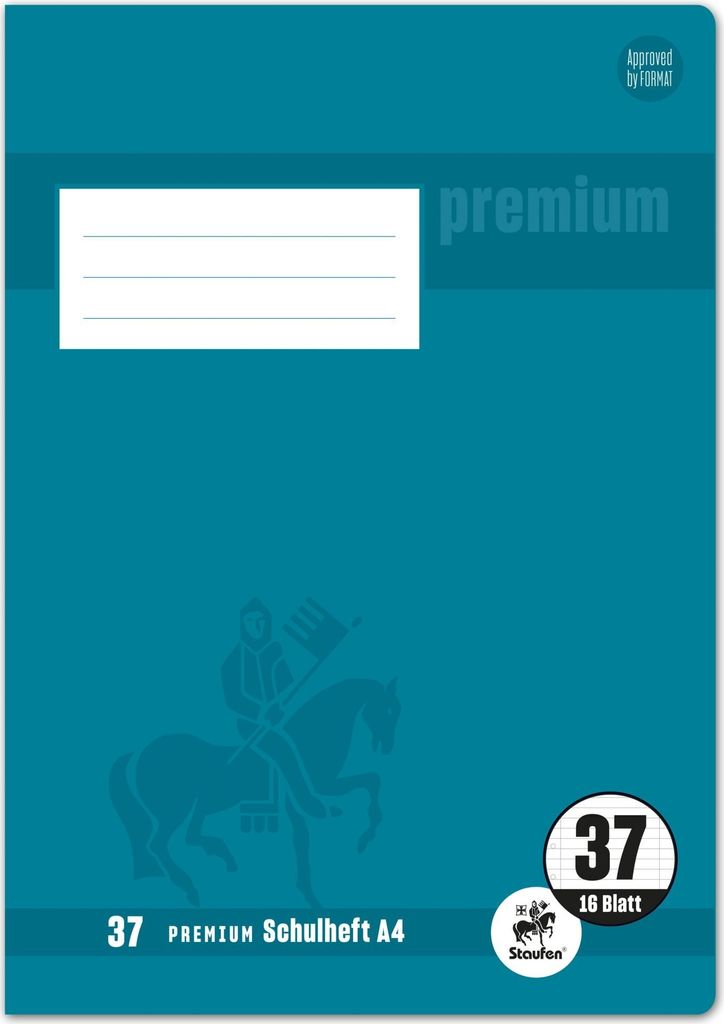 Schulheft Premium A4 16 Blatt liniert beidseitig Rand Packung mit 25 Stück