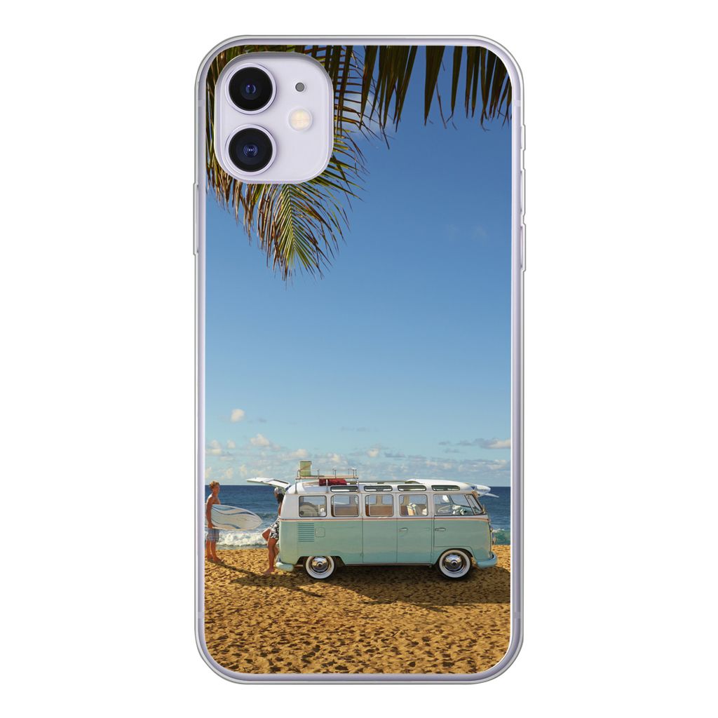 MuchoWow Handyhülle Schutzhülle Hülle für iPhone 11 Strand - Bus - Surfen Silikon Softcase Handy Hülle - Handytasche