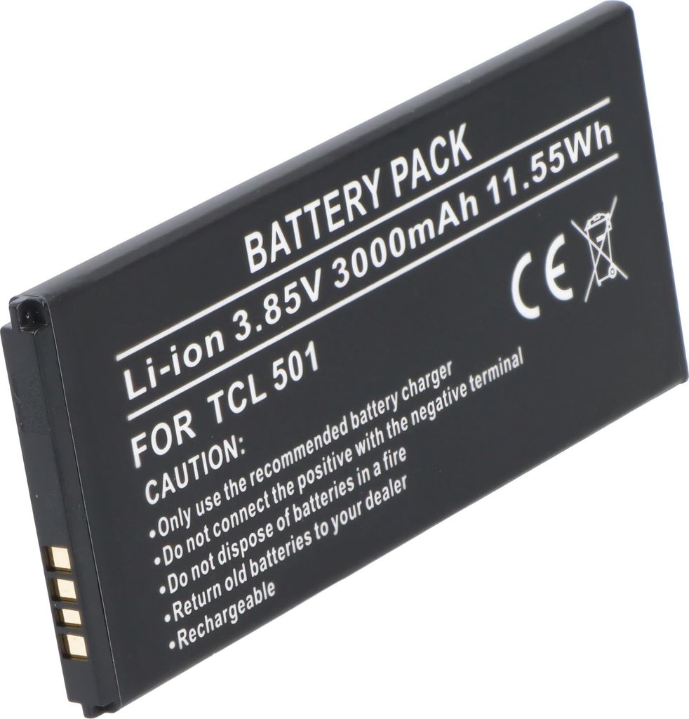 AccuCell Akku passend für TCL 501 – Li-Polymer, 3,85V, 3000mAh, 11,55Wh, eingebaut