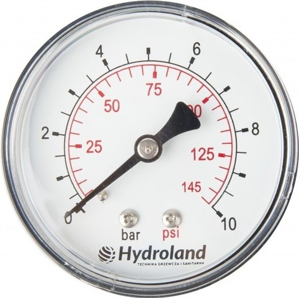 Manometer Federbelastet 63 Mm Axialanschluss 1/4" Hinten 0-10 Bar Abs