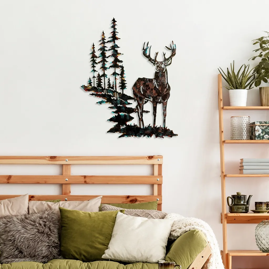 Wallity Cervo Decorazione Parete Metallo Multicolore 65x79cm - Design 100% Metallo - 3