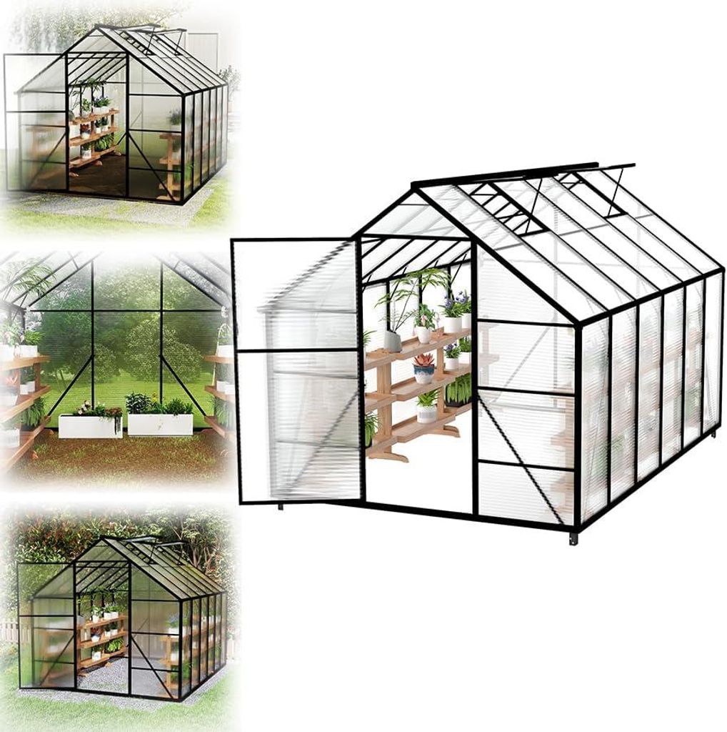 QEENTOE aluminium kas met fundering, 365x250x205 cm, kas Productafbeelding 