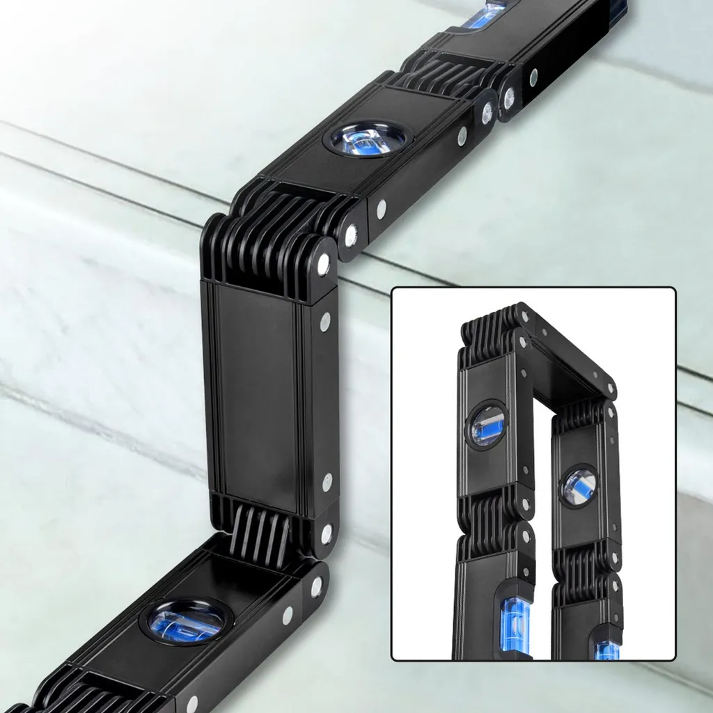 Niveau à bulle flexible multi-angle en aluminium pour espaces difficiles - 18