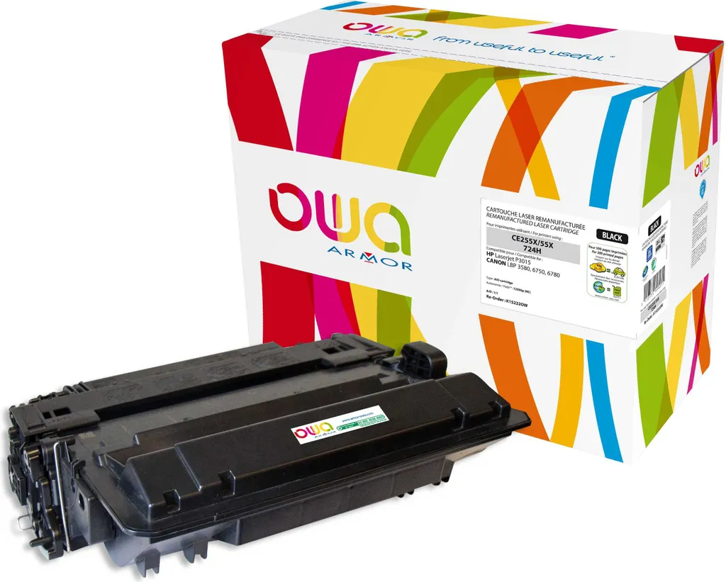 Toner Noir CE255X 12000 pages pour HP LaserJet P3015 par Armor OWA