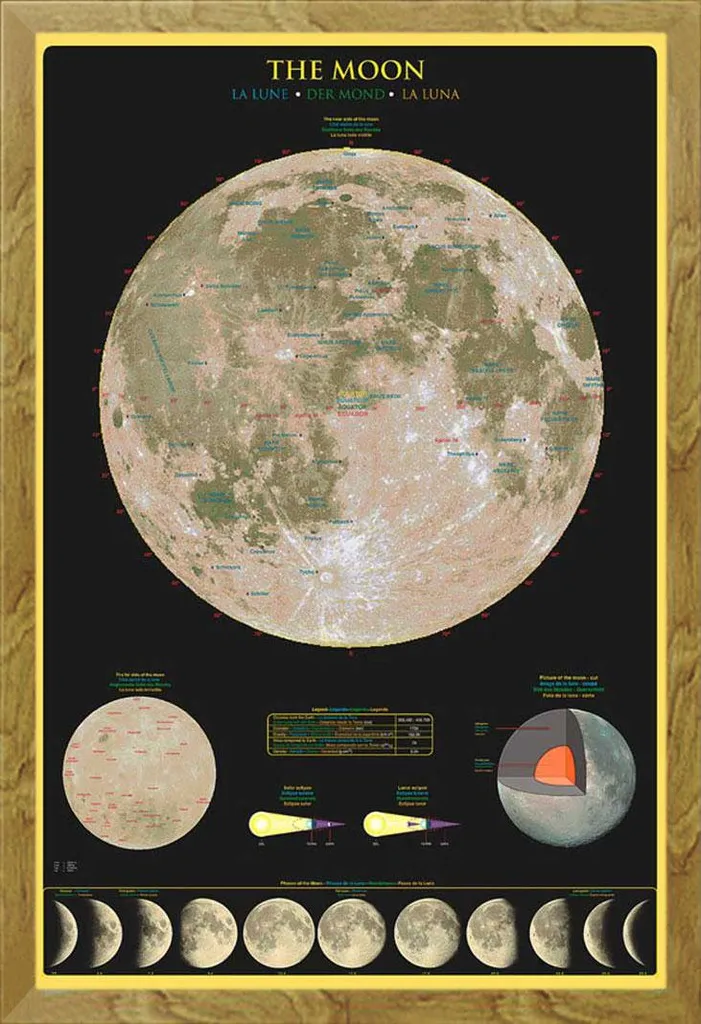 Kit Didattico Astronomia: Poster Luna con Cornice Professionale Shinsuke