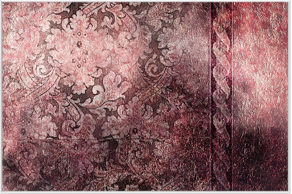 Wallario Wandbild Schnörkelmuster in rot, Größe: 61 x 91,50 cm, Poster mit weißem Aluminiumrahmen