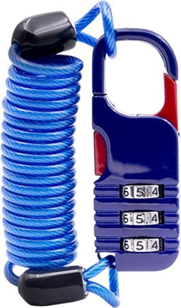 Helmschloss Fahrrad Schloss Kabel Zahlenschloss Motorrad Passwortschloss leicht, Farbe:Blau