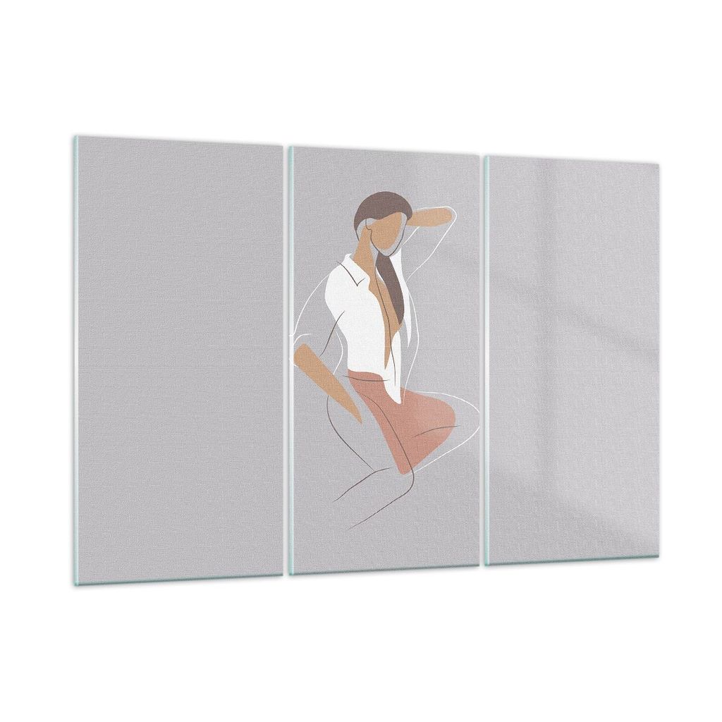 Bilder auf glas - 3 Teile - Frau Grafik Modern - 165x110cm - Glasbilder - Wandbilder - Bilder - zum Aufhängen bereit - Wanddekoration aus Glas - G...