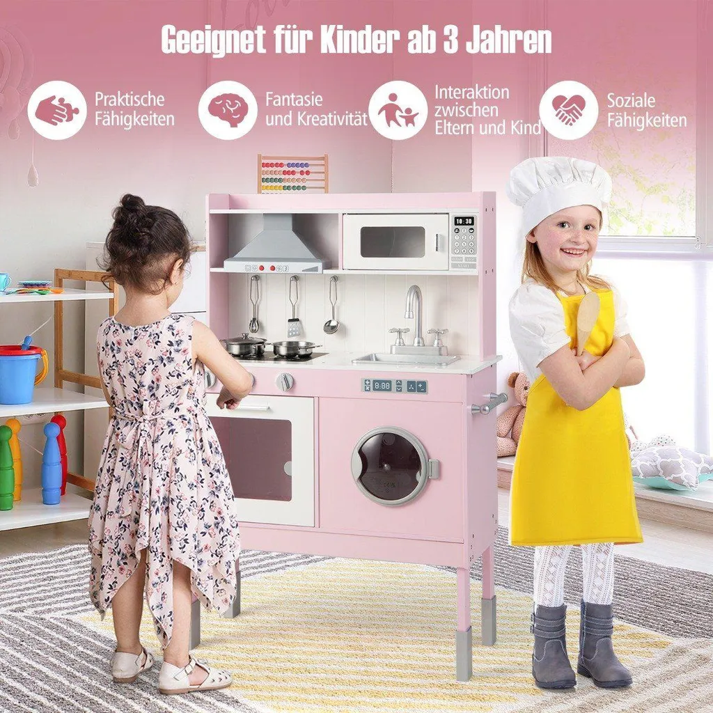 Cuisine pour enfant en bois rose : Jouet idéal d'éveil avec accessoires