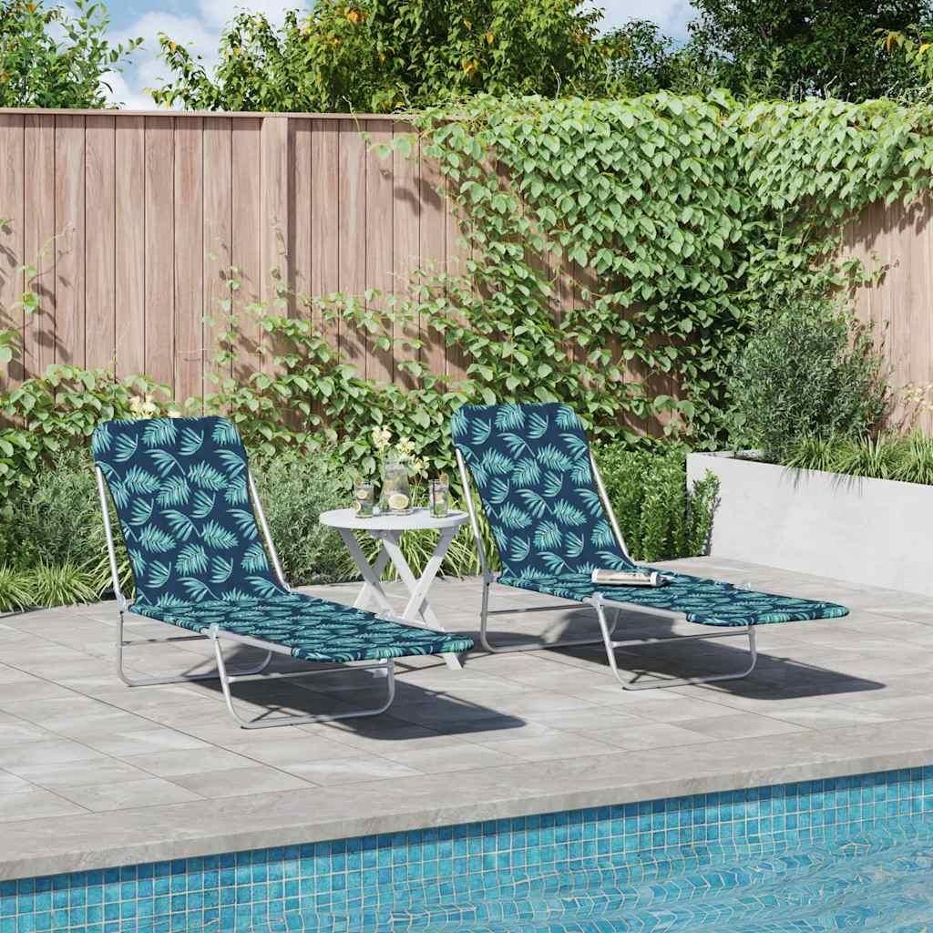 vidaXL Klappbare Sonnenliegen 2 Stk. Stahl und Stoff Produktbild 