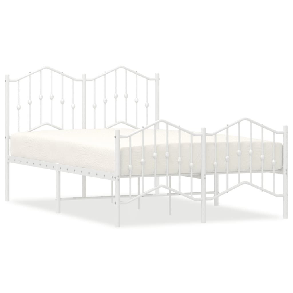 vidaXL Bettgestell mit Kopf- und Fußteil Metall Weiß 120x190 cm
