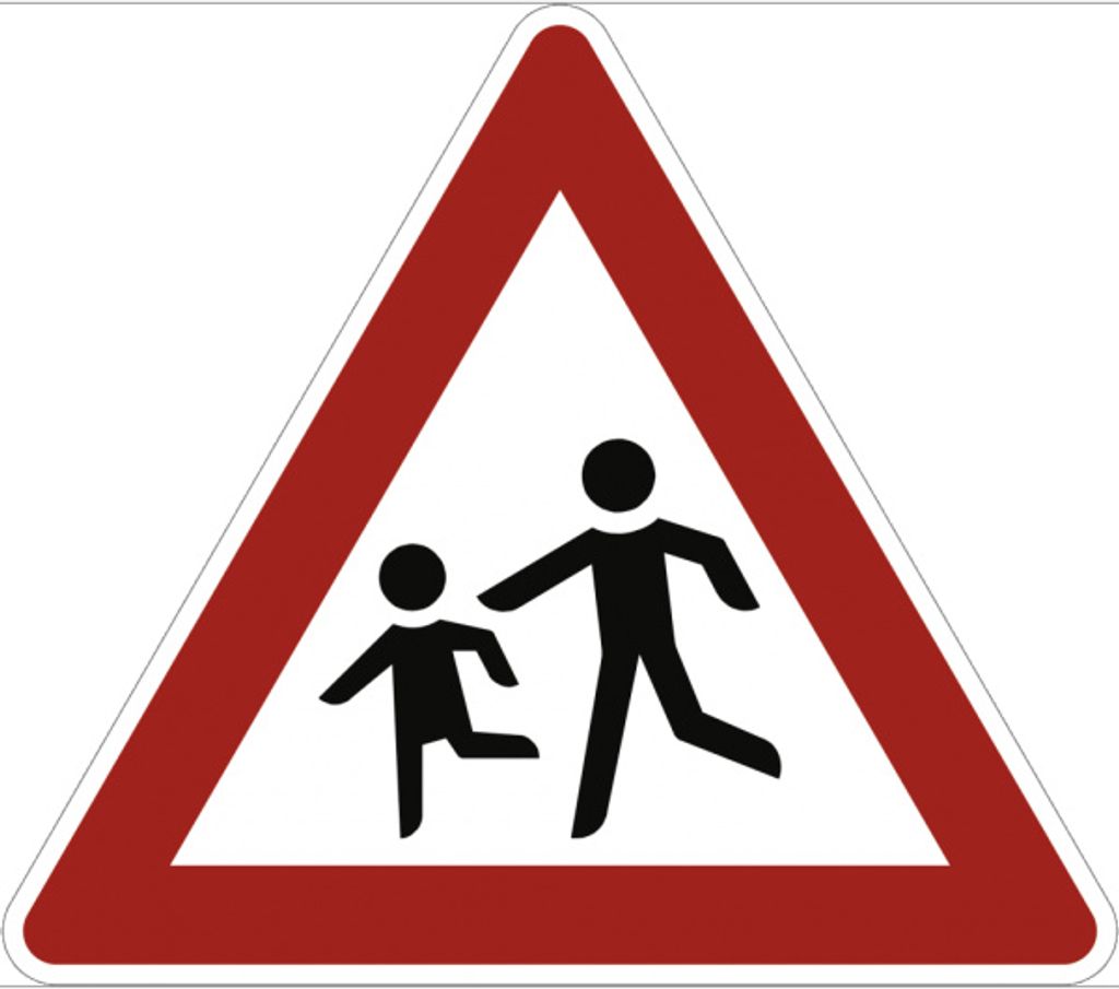 Verkehrsschild VZ136-10, Kinder (Aufstellung rechts), Alu, RA1, 900 mm SL