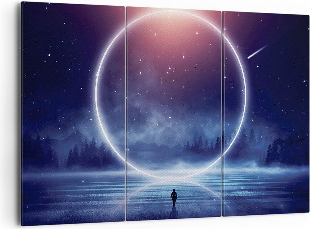 Bild auf Leinwand - Leinwandbild - 3 Teile - Fantasie Ring Kosmos - 165x110cm - Wand Bild - Wanddeko - Wandbilder - Leinwanddruck - Bilder - Wandde...