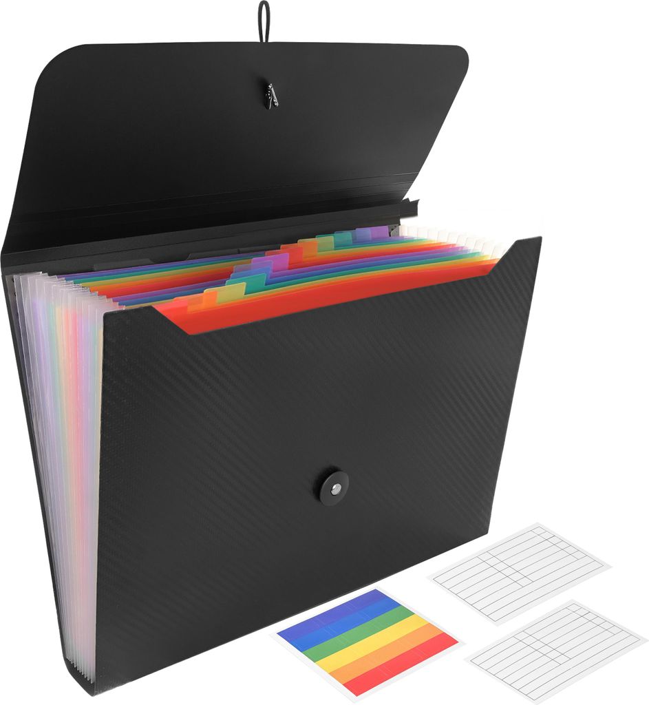 Aktenmappe Maaleo A4 mit Gummiband – Faltbare Dokumentenmappe mit 13 Fächern – Organizer für Büro, Schule und Unterlagen, Leichte Aktentasch...