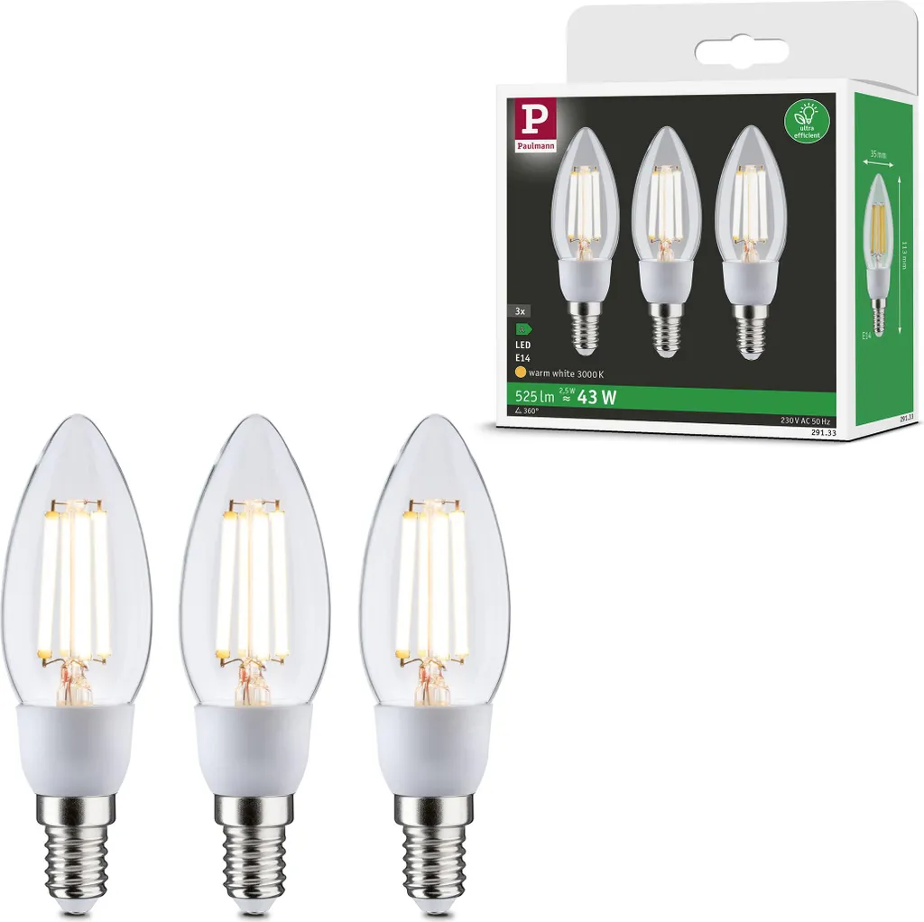 Paulmann LED Eco-Line 230V Filament - Lampadina E14 Anti-Sfarfallio