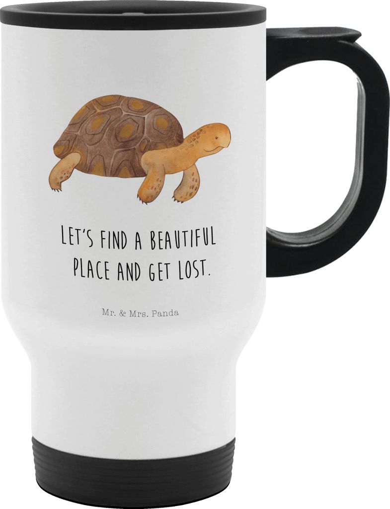 Mr. & Mrs. Panda Thermobecher To Go Schildkröte Marschieren - Weiß - Geschenk, Abenteuer, Inspiration, Schildkröten, Meerestiere, thermosbecher,...