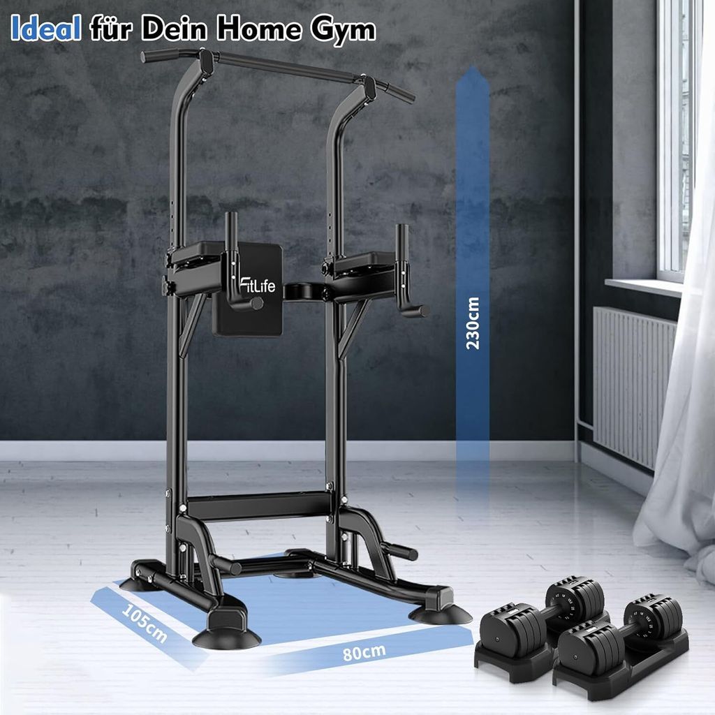 DH FitLife Power Tower Dip Station | Power Rack mit Produktbild 7