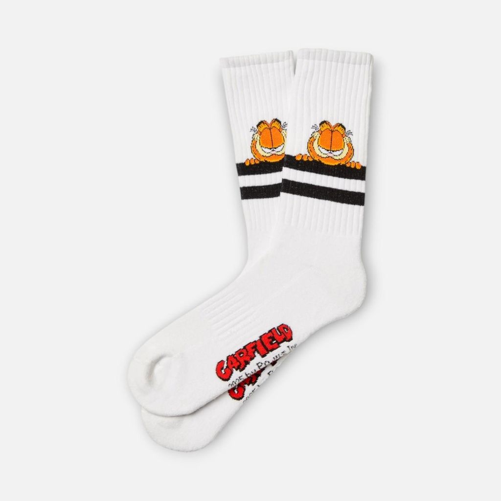 BeSocks Bio-Tennissocken - Garfield, Farbe weiß, Größe 41-46