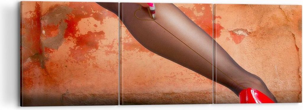 Bild auf Leinwand - Leinwandbild - Bein Strumpf Mode Ferse - 120x40cm - Wand Bild - Wanddeko - Leinwanddruck - Bilder - Kunstdruck - Wanddekoration...