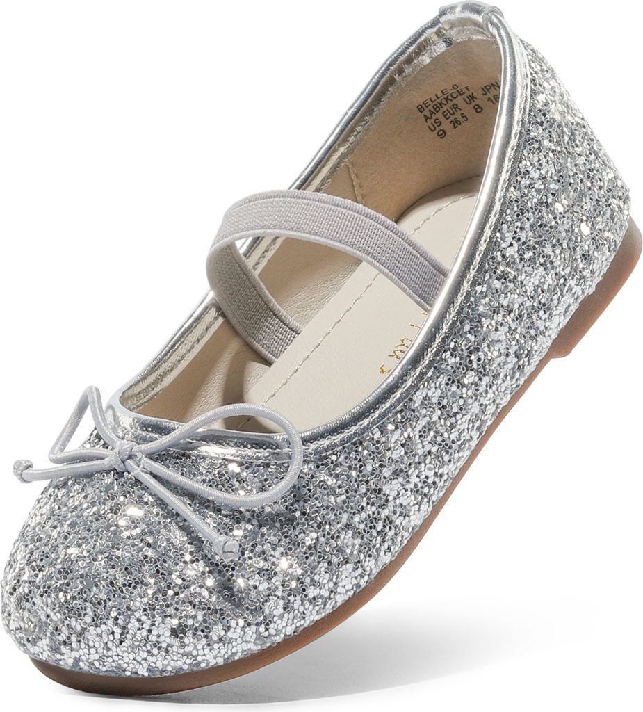 DREAM PAIRS Mädchen-Blumenmädchen-Kleiderschuhe für Hochzeit, Party,Size 31,Silber,Belle_01-1