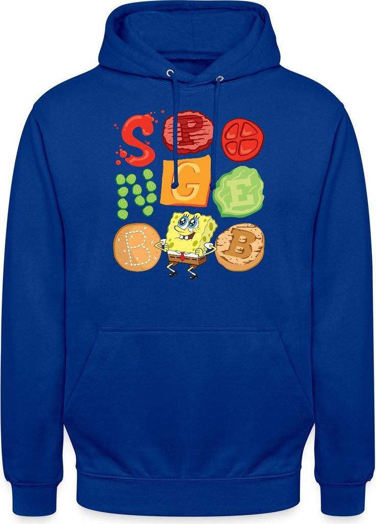 Spreadshirt Spongebob Schwammkopf Burger Zutaten Design Uni Hoodie, XXL, Royalblau