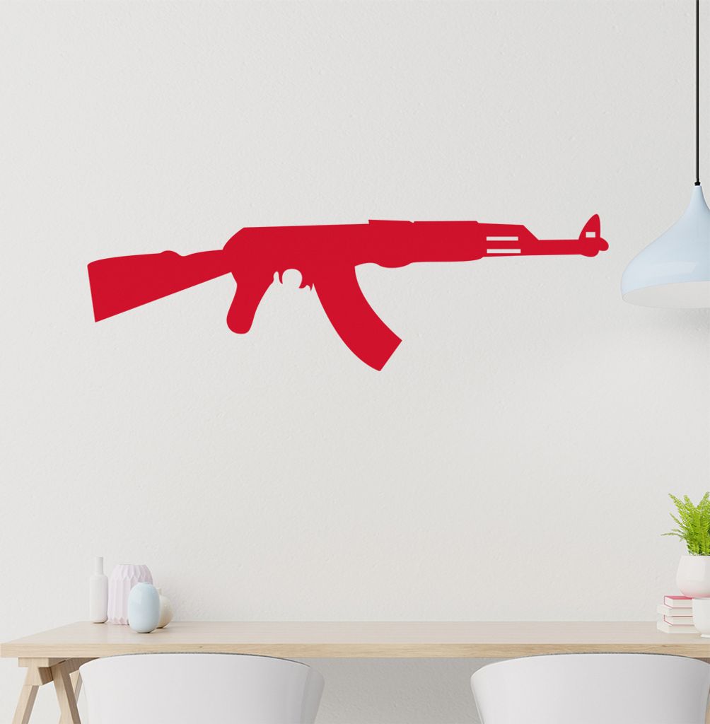 AK47 Wandtattoo in 6 Größen - Wandaufkleber Wall Sticker - Dekoration, Küche, Wohnzimmer, Schlafzimmer, Badezimmer