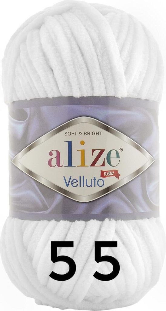 Alize Velluto, 100g/68m 55 white Produktbild 
