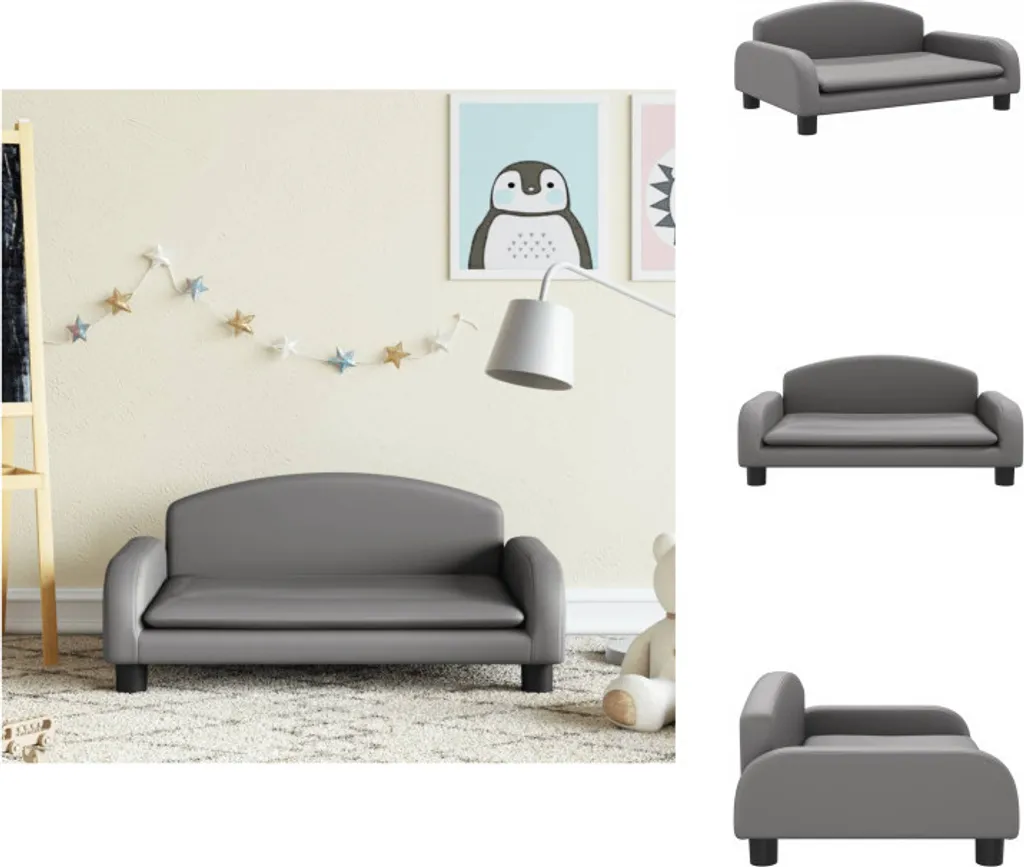 vidaXL Divano per bambini grigio 70x45x30 cm in Pelle finta - Mobili per bambini e ragazzi