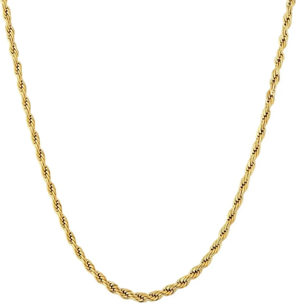 Chaîne en or homme pour pendentif ou portée seule maille corde 56cm