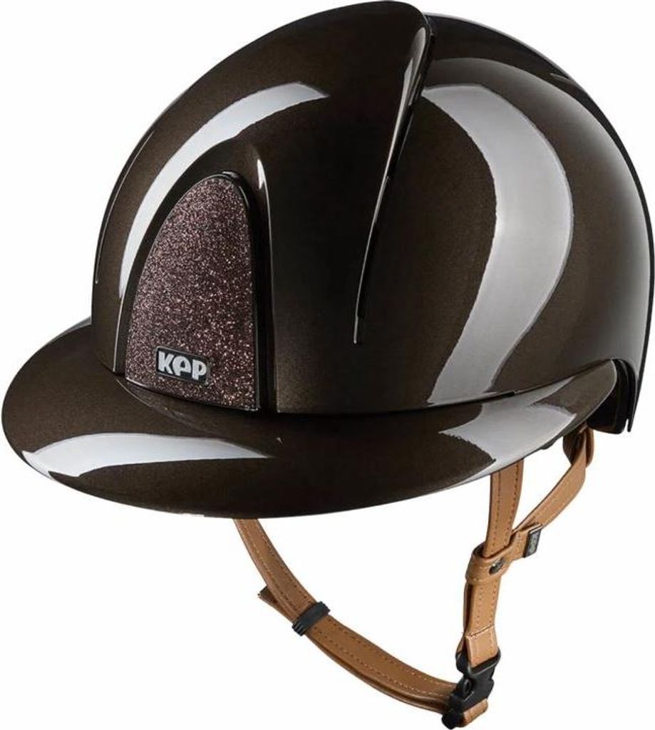 KEP Italia Reithelm Smart NOVA Polish2 brown Kinnriemen beige, Größe:M