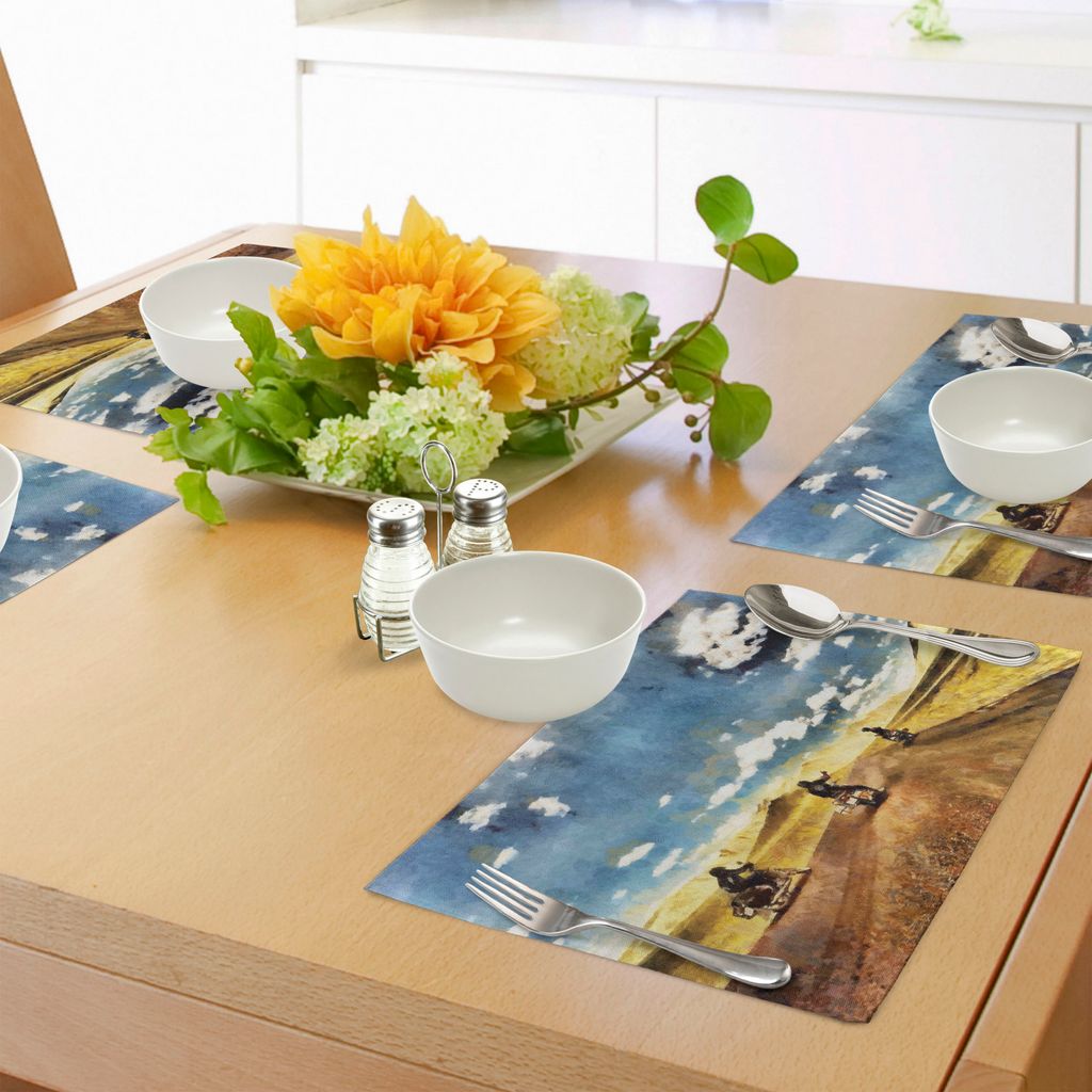 ABAKUHAUS Land Platzmatten, Gruppe Freunde Band auf Motorrädern in ländlichem Abenteuer der Landschaft Reisen Oben Grafik, Tiscjdeco aus Farbfest...