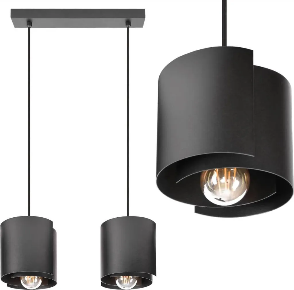 Lampada HUGO 2 Metallo Nero 41 cm E27 - Altezza Regolabile 60W - 3