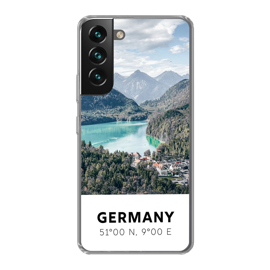 MuchoWow Handyhülle Schutzhülle Hülle für Samsung Galaxy S22 Deutschland - Bergen - Meer Silikon Softcase Handy Hülle - Mobiltelefonhülle