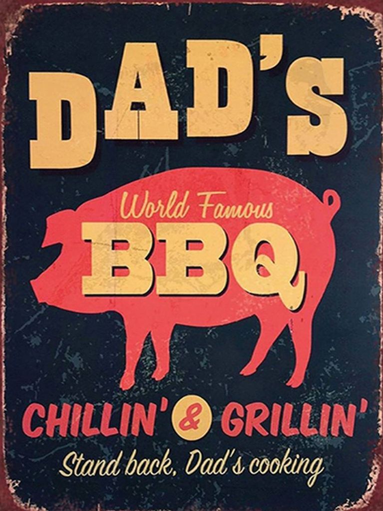 vianmo Holzschild 40x30 cm Dad ́s world famous BBQ grillin