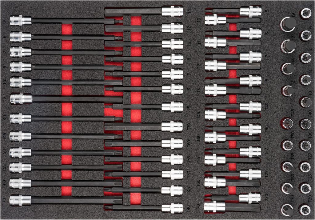 VIGOR Schraubendrehereinsatz Satz V6809 62-teilig 5 – 19 · T20 – T70