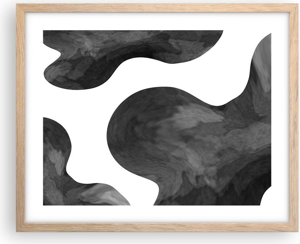 Gerahmtes Poster - Rahmen in heller Eiche - Abstraktion Form Figur - 50x40 cm - Wand Bild - Wanddeko - Wandbilder - Kunstposter - Wandposter - Bild...