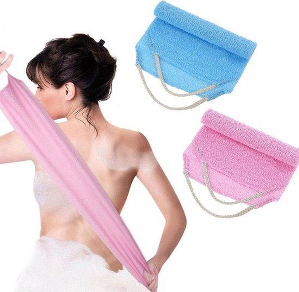 Nylon-Exfoliërende Douche- en Badhandschoen mit Verlängertem Rugscrubber | Geschikt für empfindliche und rauhe Haut | 2 Stück | Nylon | Handgriffe