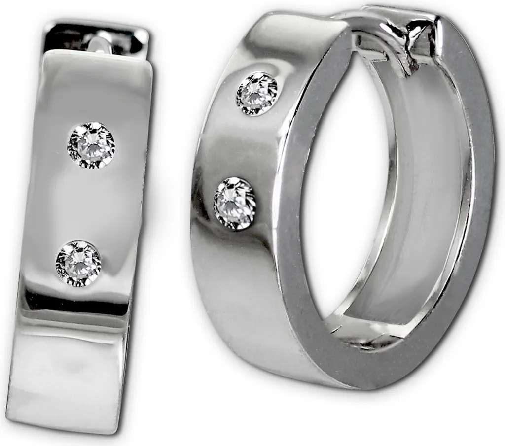 Boucles d'oreilles Créoles en Argent 925 et Oxydes de Zirconium Blancs