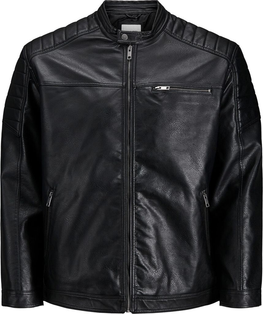 JACK & JONES Kunstleder Jacke Plus Size Biker Übergangs Blouson Übergröße JJEROCKY Größe: 6XL