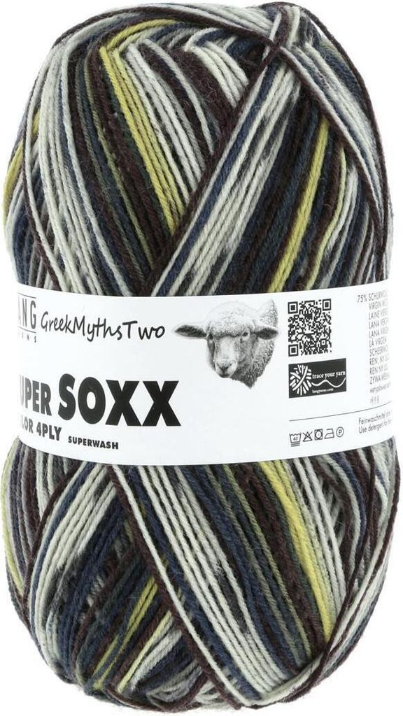Lang Yarns - Super Soxx Color 4-fach 0396 petrol gelb Produktbild 