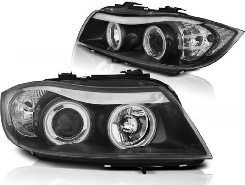 CCFL Angel Eyes Scheinwerfer passend für BMW 3er E90/E91 05-08 schwarz