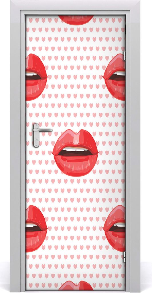 Tulup Türaufkleber 75x205 cm Dekorative Aufkleber Selbstklebend Wasserdichte Tapete Abnehmbar Schlafzimmer Wohnzimmer Wohnkultur - rote Lippen