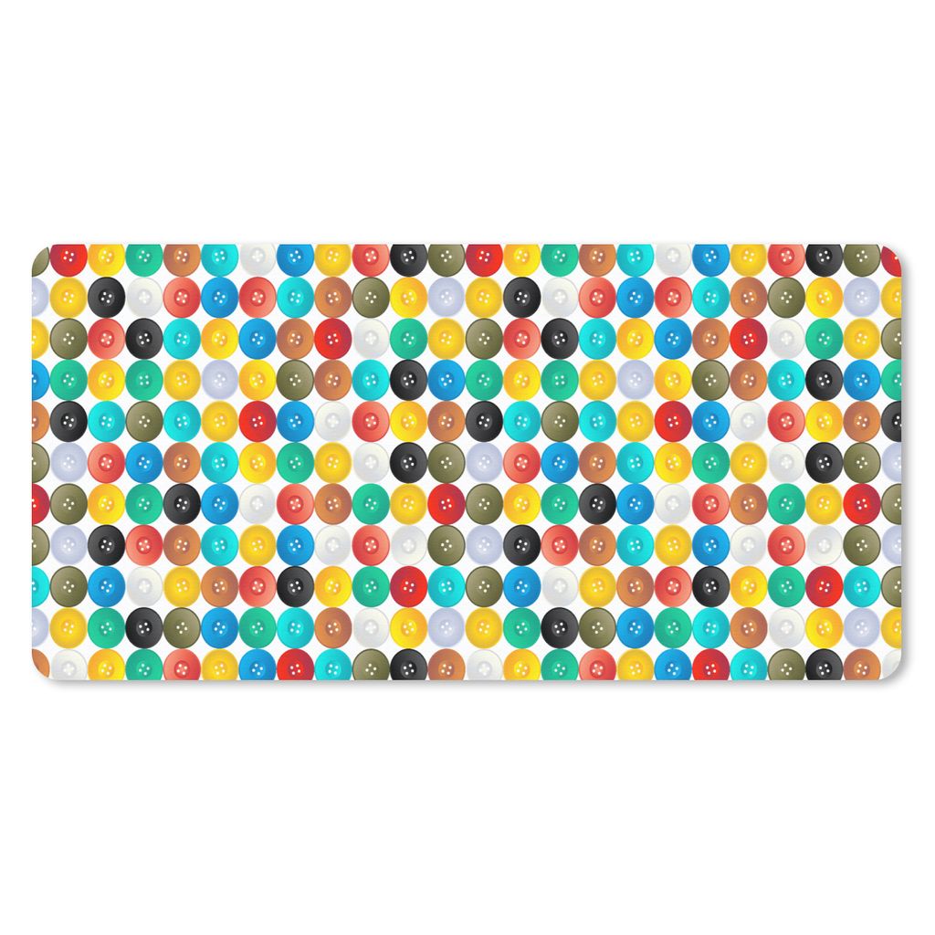 MuchoWow Mauspad Mousepad Knöpfe - Regenbogen - Kleidung - Design 60x30 cm - Mousepads - Maus Mat - Pad - Mausunterlage - Nachhaltig