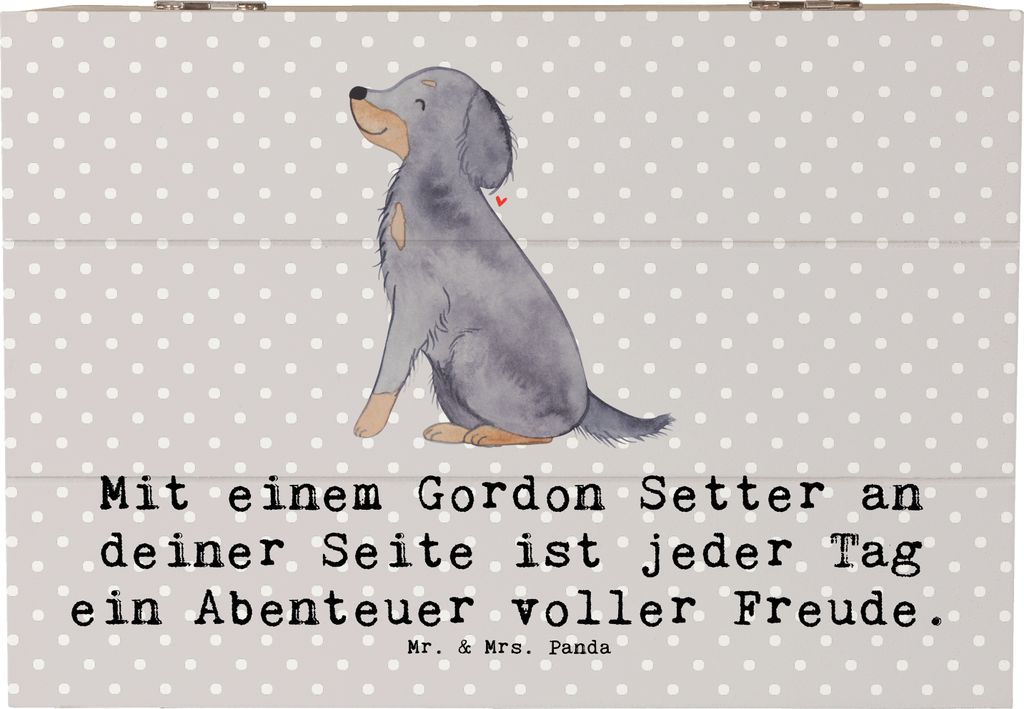Mr. & Mrs. Panda Geschenkbox Gordon Setter Freude 22 x 15 cm - Grau Pastell - Geschenk, Hunderasse, schatztruhe, Hunderassen Eigenschaften, Hundeli...