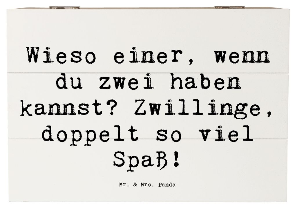 Mr. & Mrs. Panda Box Spruch Zwillinge Spaß 22 x 15 cm - Weiß - Geschenk, schmuckkiste, Kiste, schatztruhe, Holzbox mit Deckel, Holzkiste, Geschen...