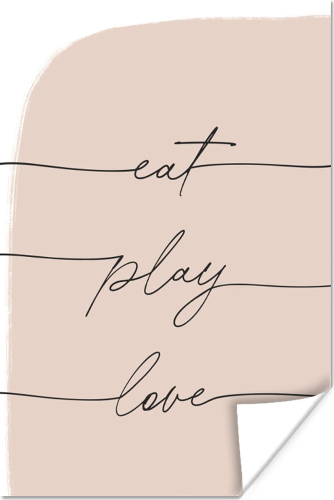 MuchoWow Poster Text - Zitate - Essen spielen Liebe - Essen 80x120 cm - Papierdruck