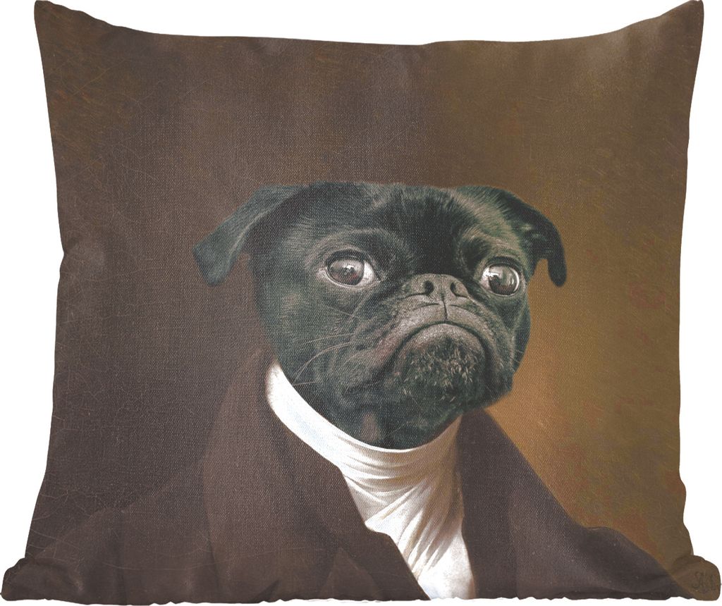 MuchoWow Zierkissen Sofakissen Wohnzimmer Dekokissen 45x45 cm Mops - Mittelalter - Kleidung - Schlafpolster - Polster für das Sofa