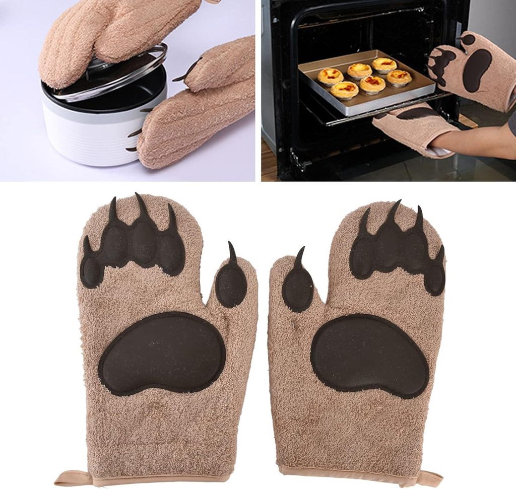 Dicker, hitzebest?ndiger Silikon-Ofenhandschuh mit B?renmotiv und Aufh?nge?se šC fš¹r Backofen, Pizza und Grill
