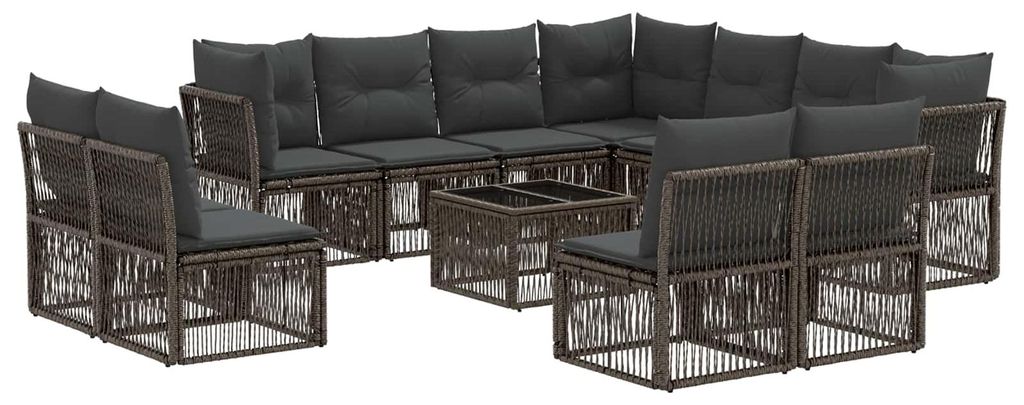 vidaXL Gartensofa-set 12 pcs Grau Poly-Rattan